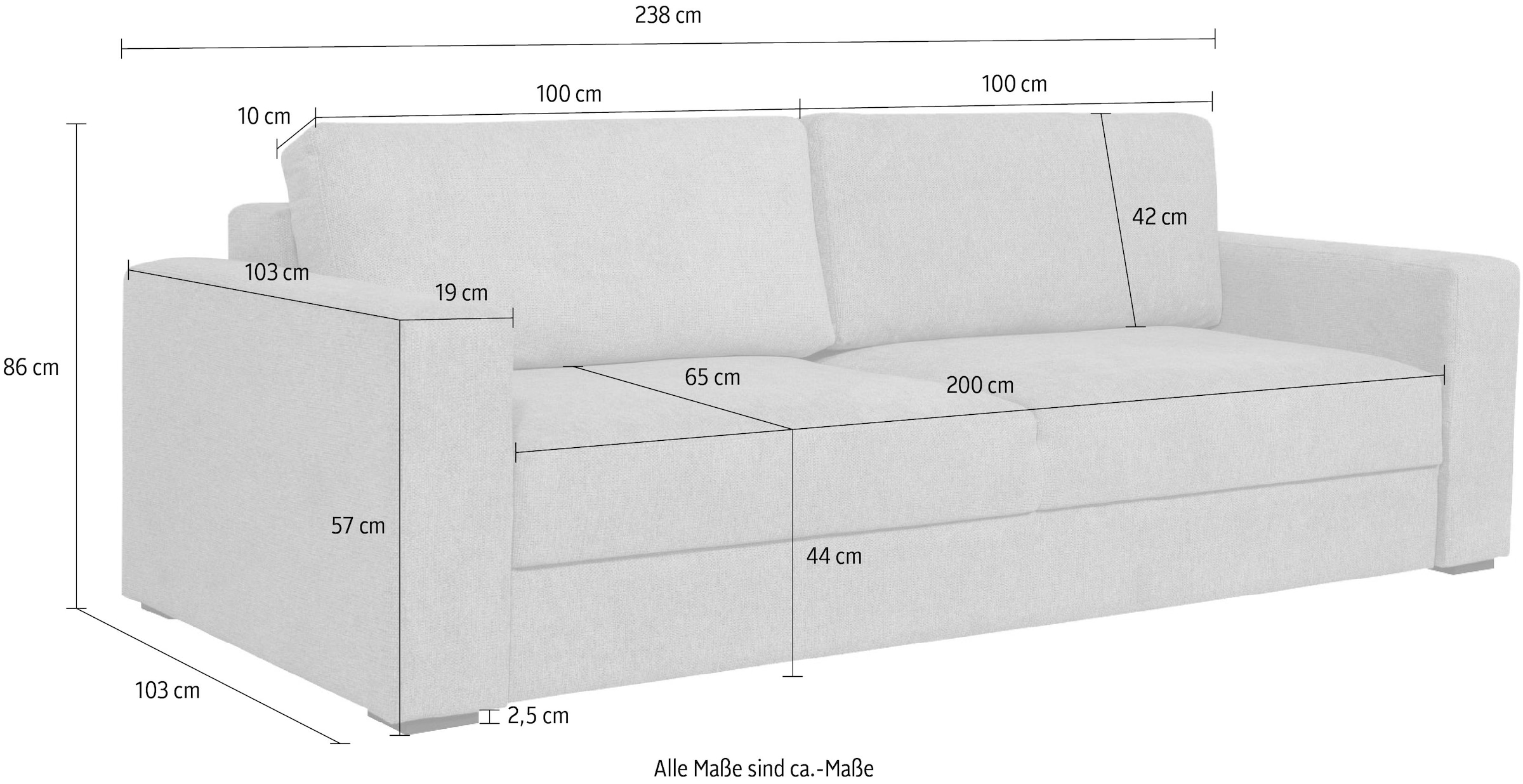 Home affaire Schlafsofa »Calrence« mit aufklappbarer Bettfunktion, zwei Armlehnevarianten in der Serie