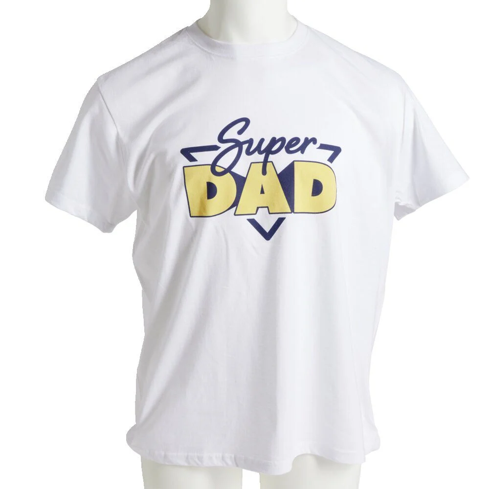 T-shirt homme inscription Super Papa coton blanc