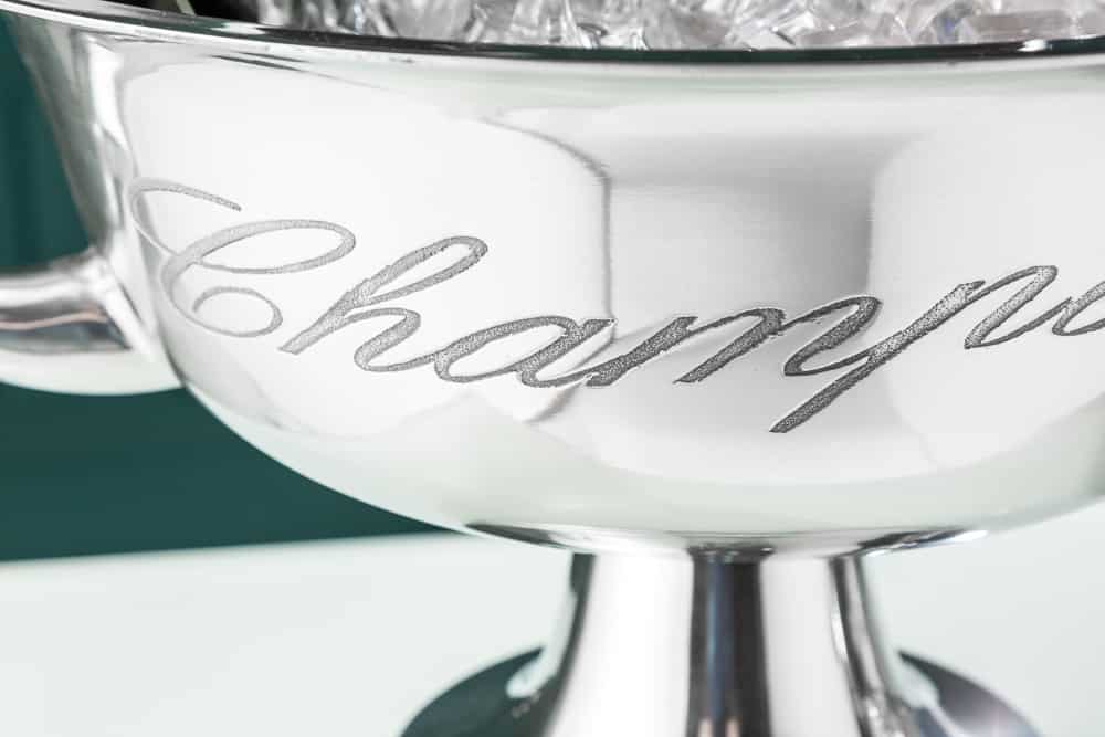 Eleganter Design Sektkühler CHAMPAGNE 40cm silber poliert Flaschenkühler