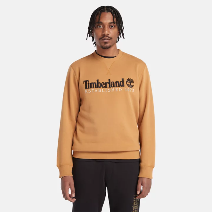 Moletom masculino amarelo com gola redonda e logo 