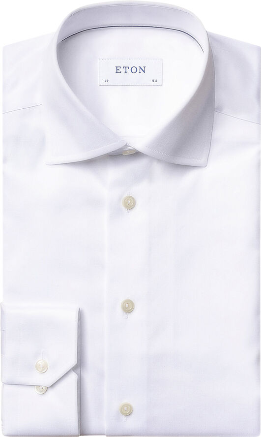ETON Slim Fit White Signature Twill Shirt Hvid