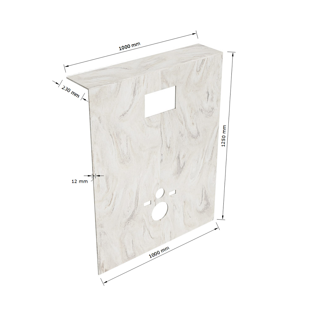 Mondiaz Hope toiletplaat solid surface 100x125cm ostra voorgeboord