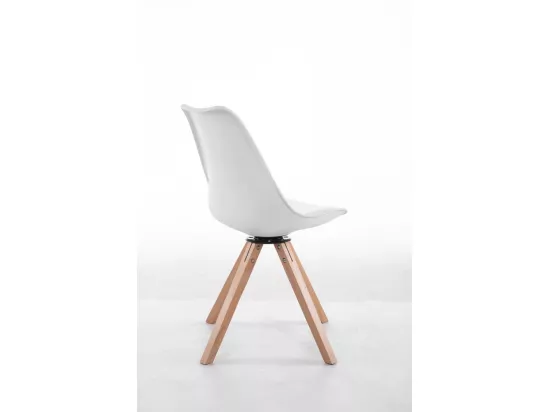 Chaise de bureau - Similicuir & Bois - Blanc - Troyes