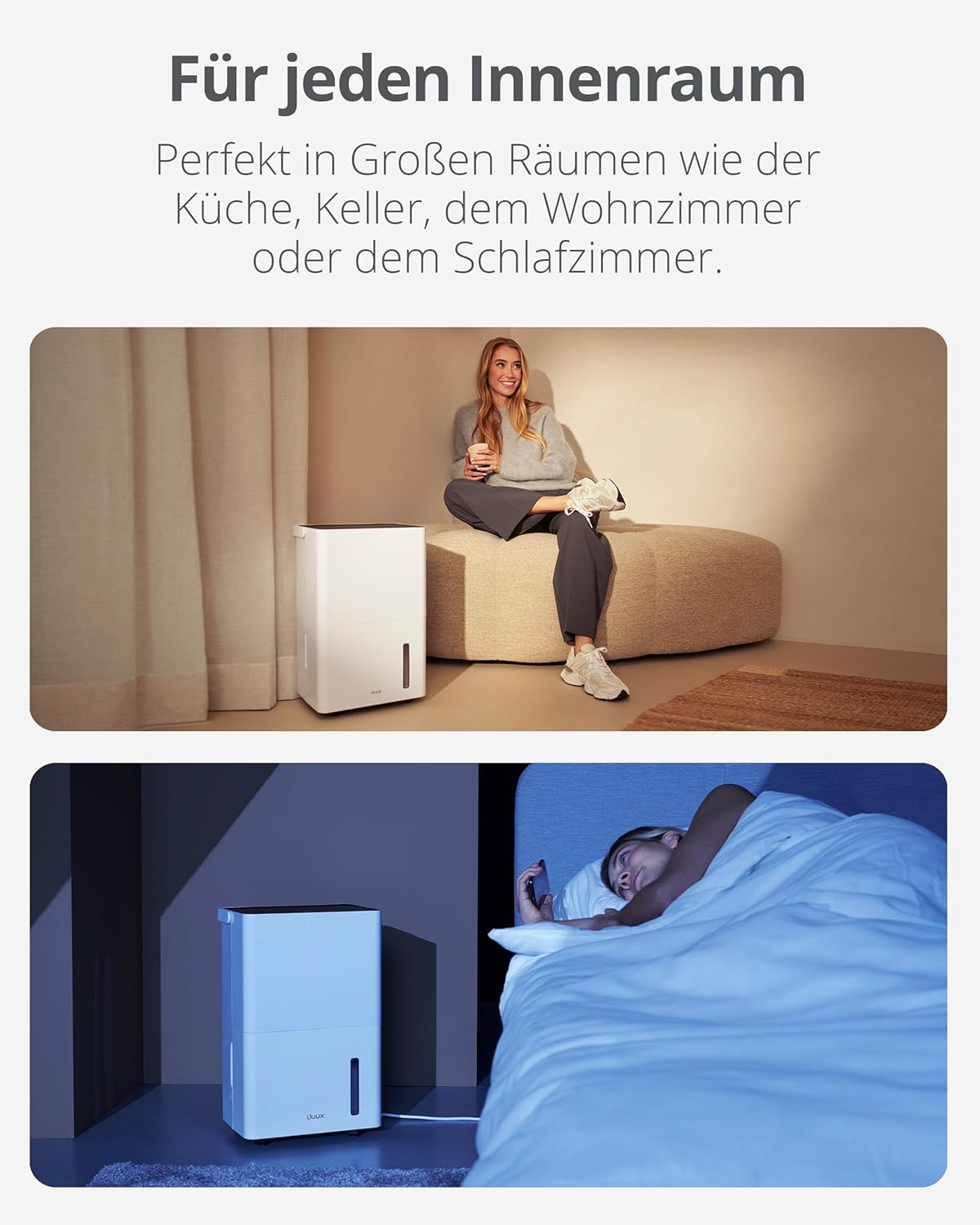 Duux Bora Smart Luftentfeuchter - 30L/24h - Raumentfeuchter für jeden Raum bis 40 m² - Steuerbar mit App - Luftentfeuchter Keller mit Wäschetrocknungsmodus