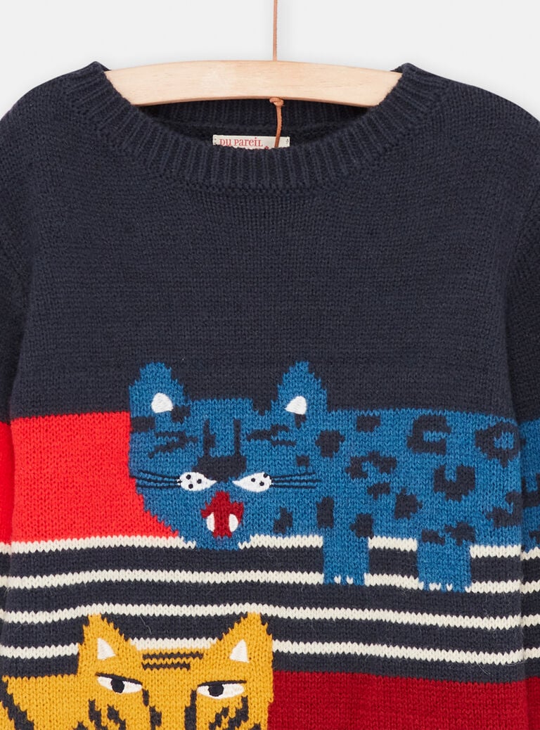 Pull multicolore à imprimé à rayures garçon