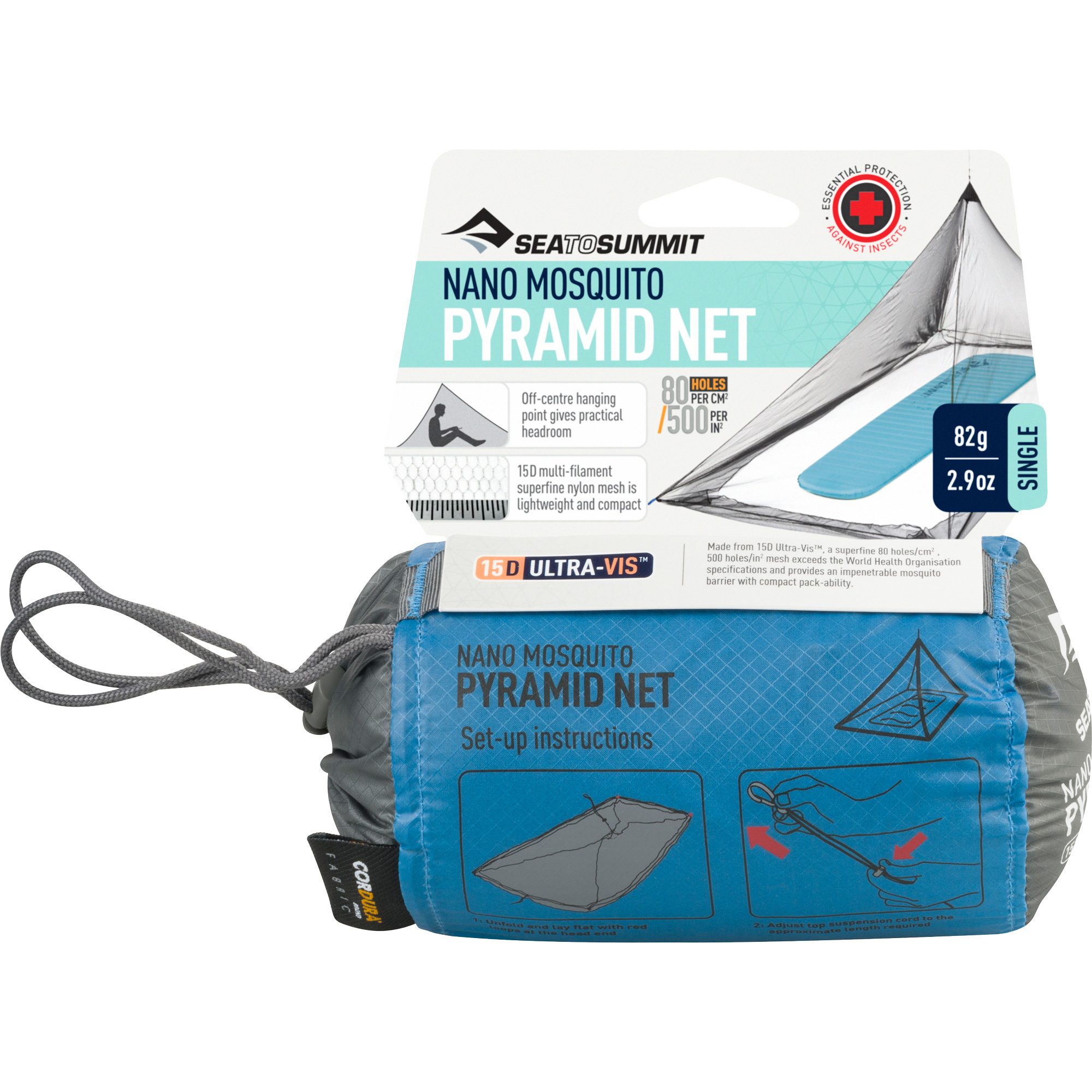 Sea to Summit Nano Mosquito Pyramid Net Single Mückennetz grau