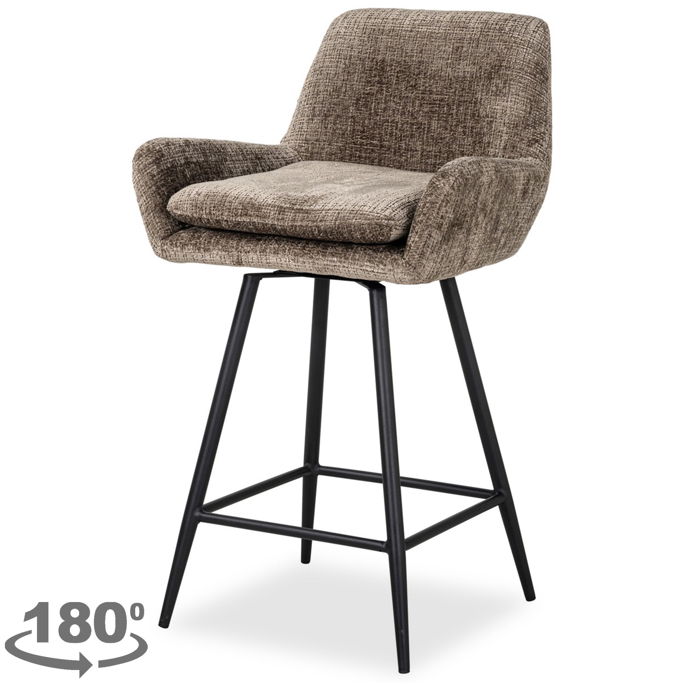 Barstoel S4751 Stone Chenille Linsey B54 x D53 x H91 cm