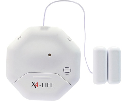 Glasbreukalarm + openingsalarm wit met testknop op batterijen X4-Life