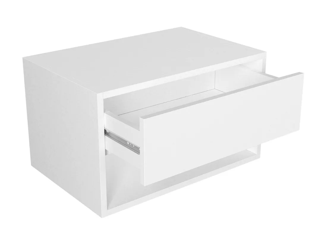 Table de chevet suspendue - 1 tiroir et 1 niche - Blanc - RITAMI