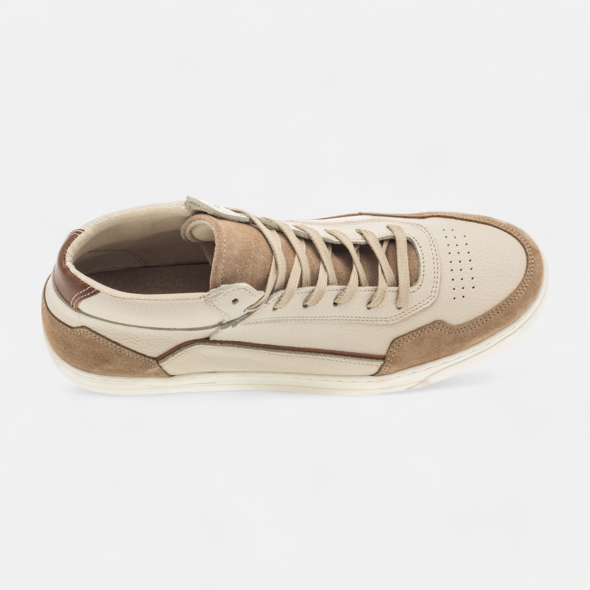 Baskets hautes Homme en cuir beige
