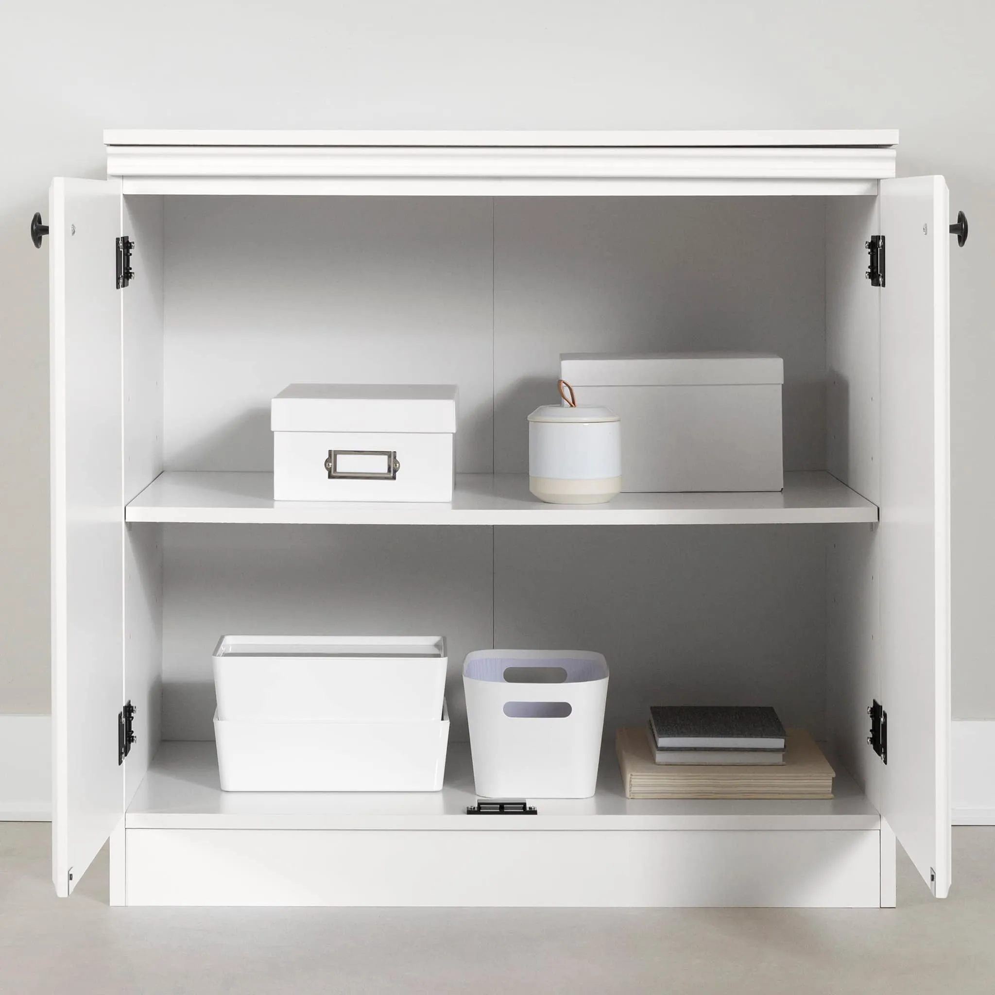South Shore Armoire de Rangement 2 Portes - Morgan Blanc Solide