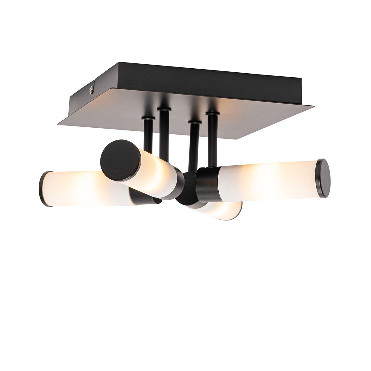 Moderne badkamer plafondlamp zwart 4-lichts IP44 - Bath