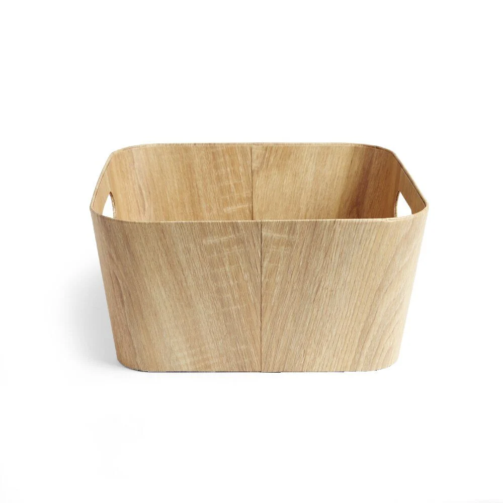 Panière carton et papier imitation bois 30x30xH15cm