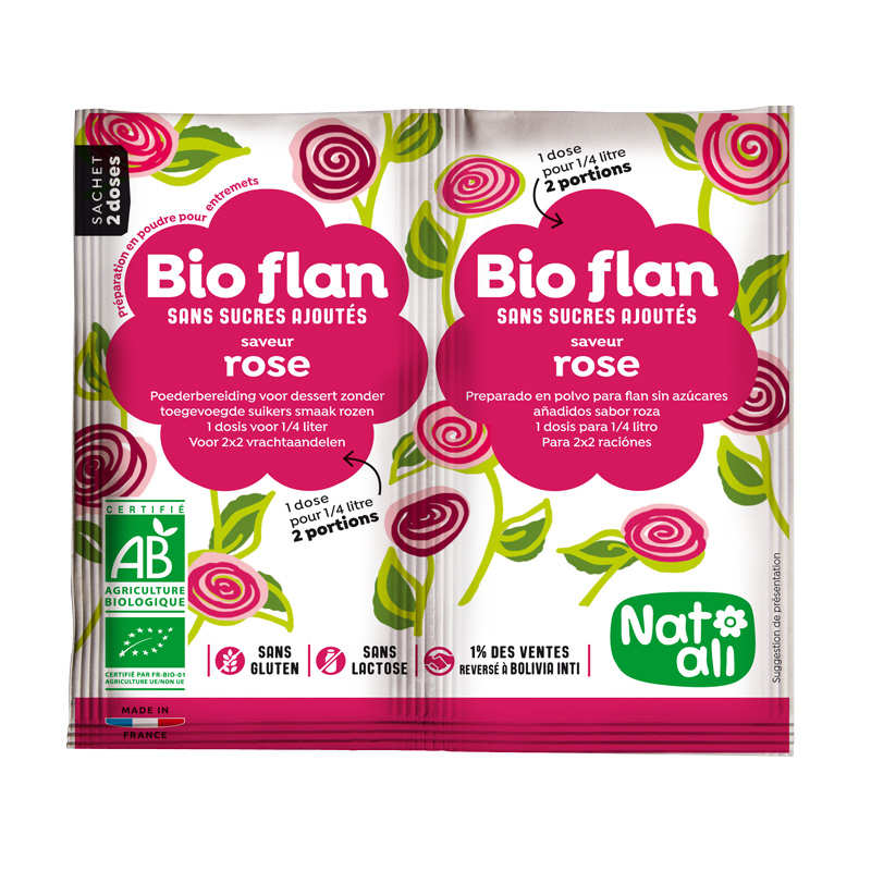 Bio Flan parfum rose sans sucres ajoutés