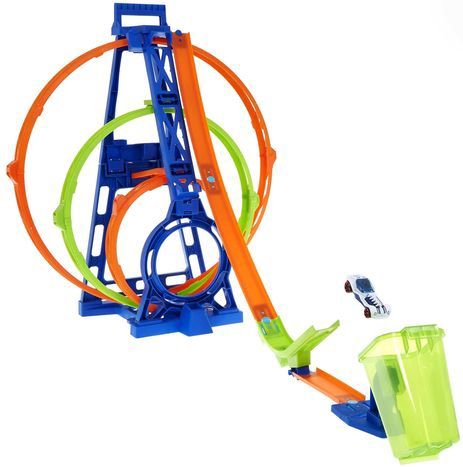 Hot Wheels - HMX38 - Baan met Drievoudige Looping - Inclusief 1 Hot Wheels Auto