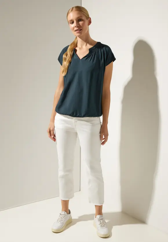 Viskosebluse mit Elastiksaum - cool vintage green