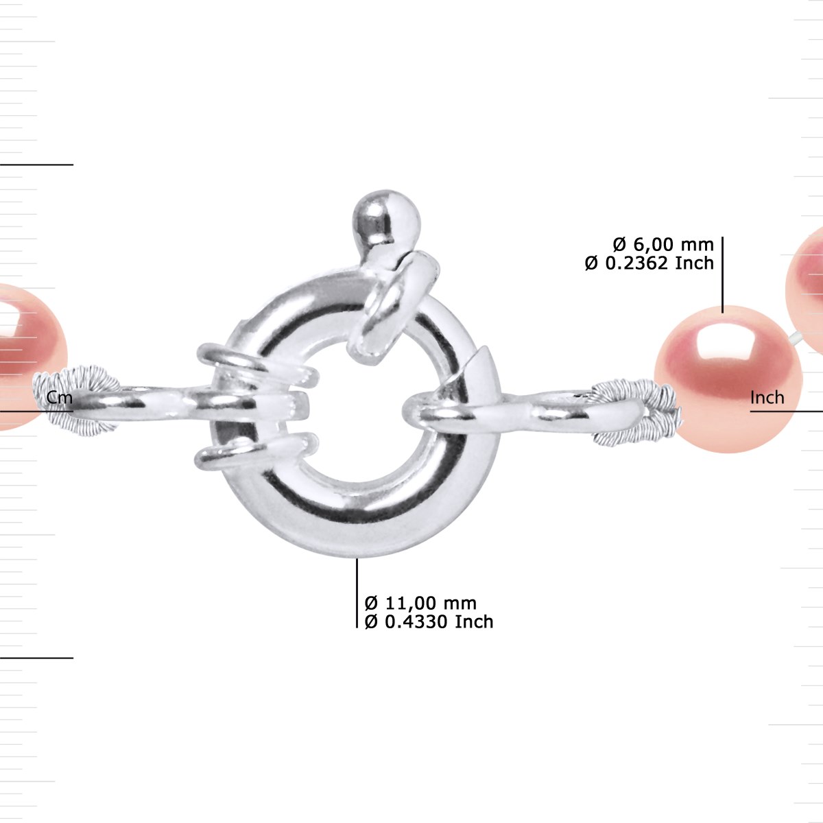 Bracelet Rang de Perles d'Eau Douce Rondes 6-7 mm Rose Naturel Prestige Argent 925