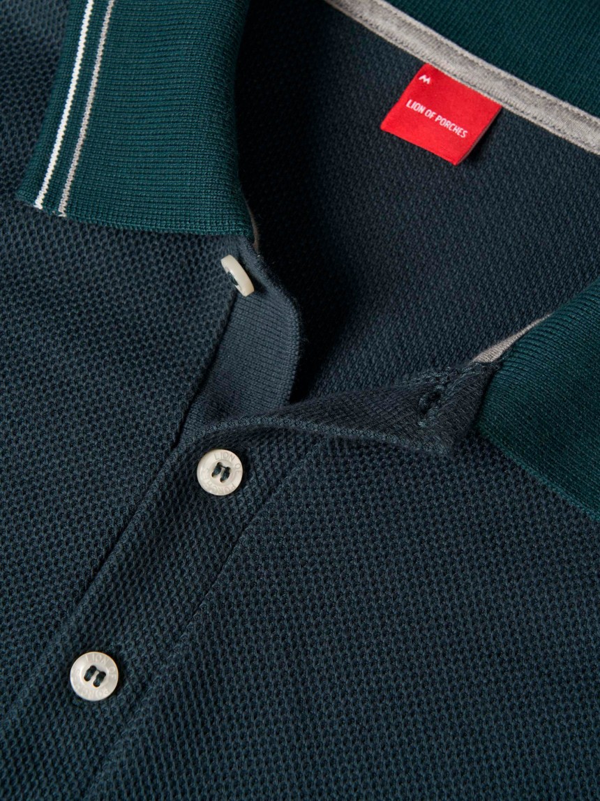 Polo manga comprida em pique regular fit