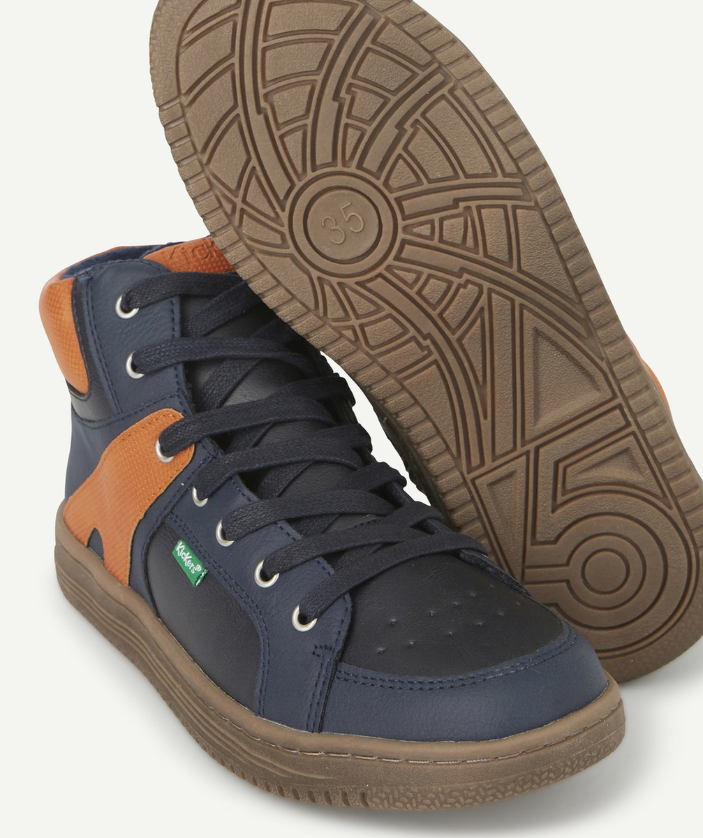 KICKERSLES BASKETS MONTANTES GARÇON MARINE ET ORANGE