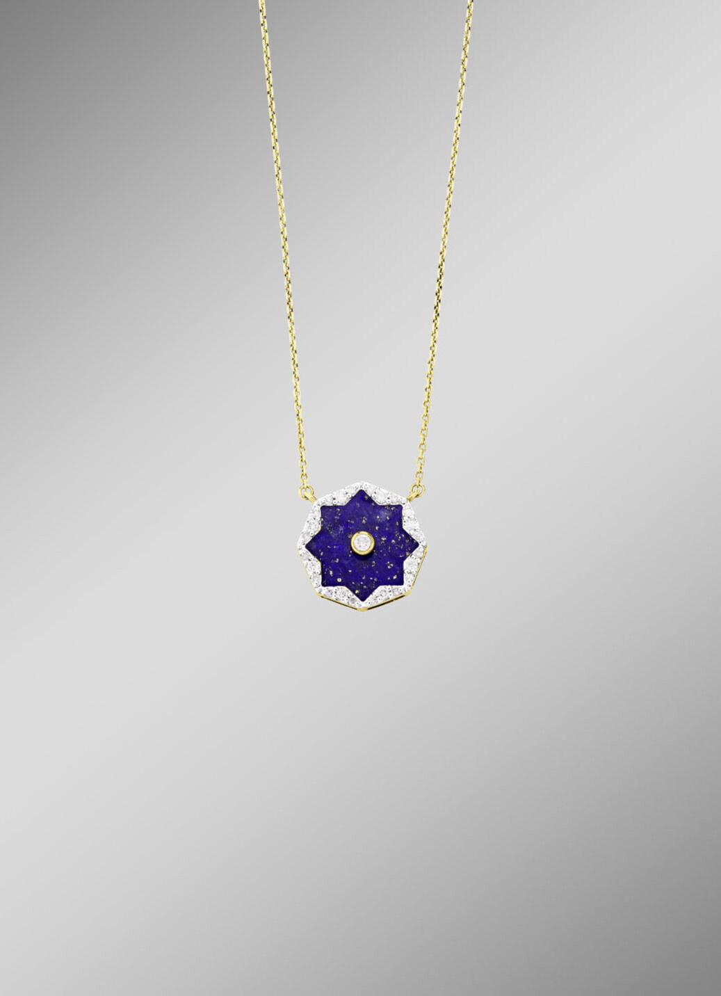 Halskette mit echt Lapislazuli, Brillanten und Diamanten