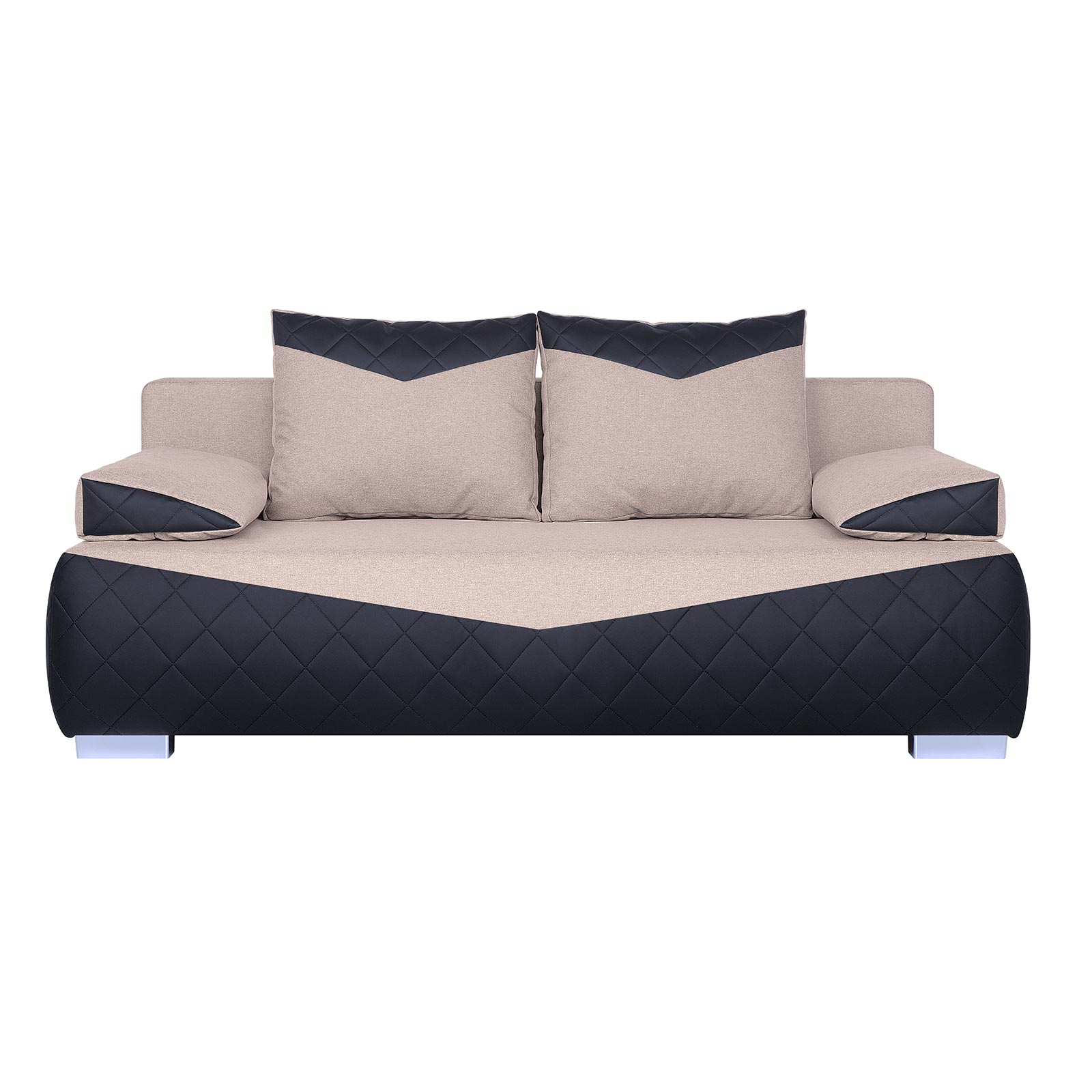 Boxspringsofa - schwarz-flamingo - Karosteppung - Dauerschläfer
