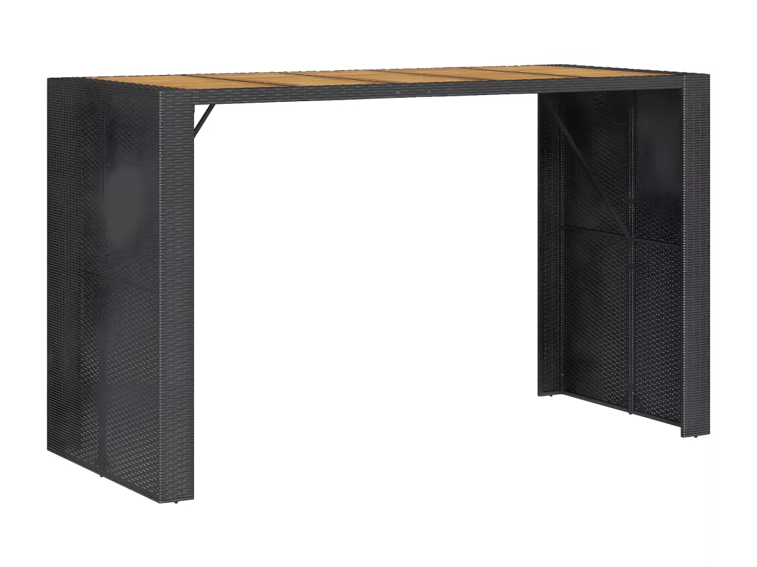 Prolenta Premium - Table de bar de jardin et dessus en bois acacia résine tressée