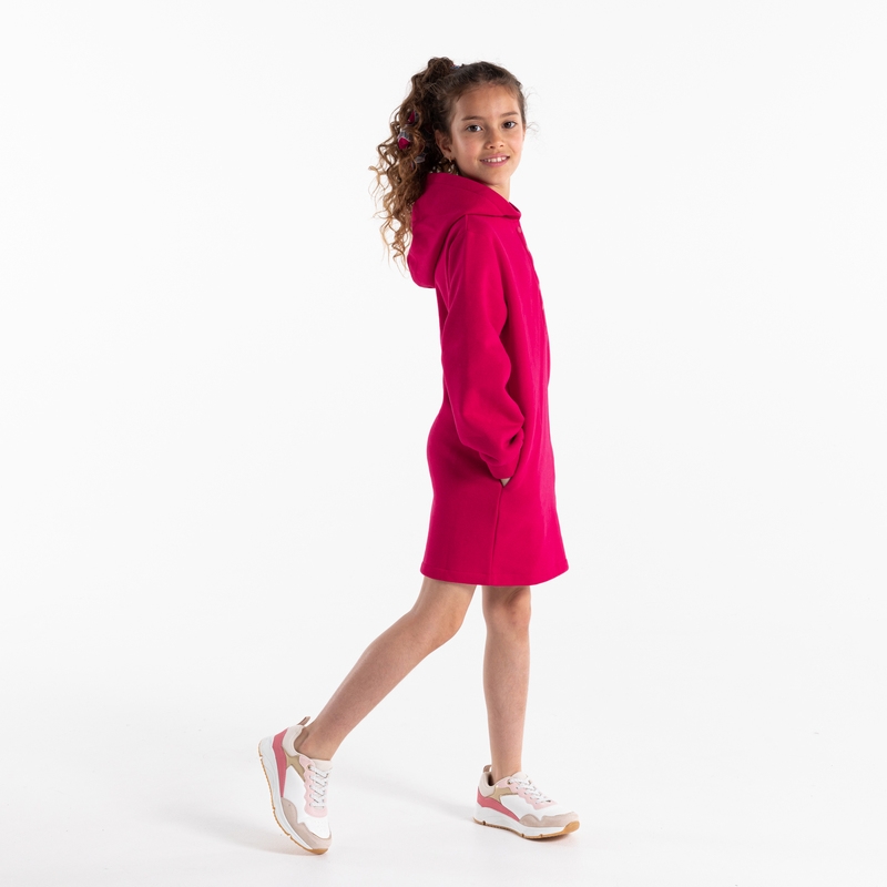 Robe sweat-shirt à capuche rose fille