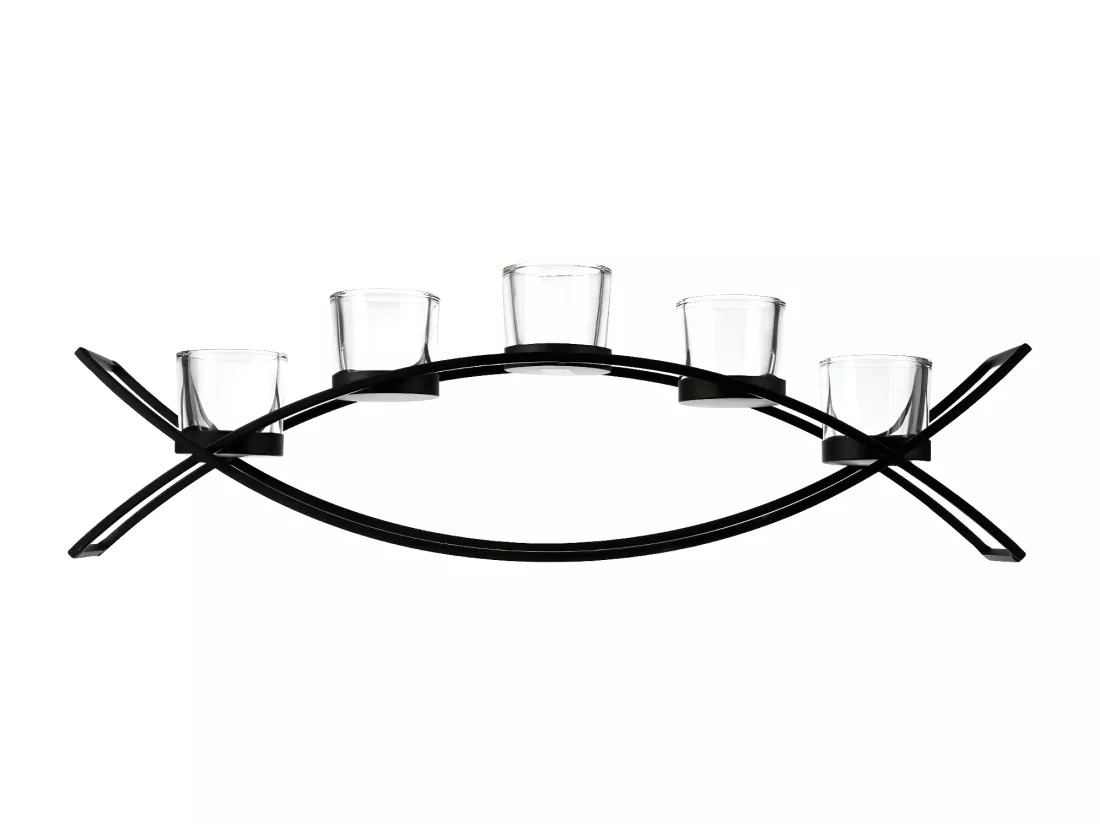 Set 5 Photophores en Verre sur pied en Métal L 54 cm