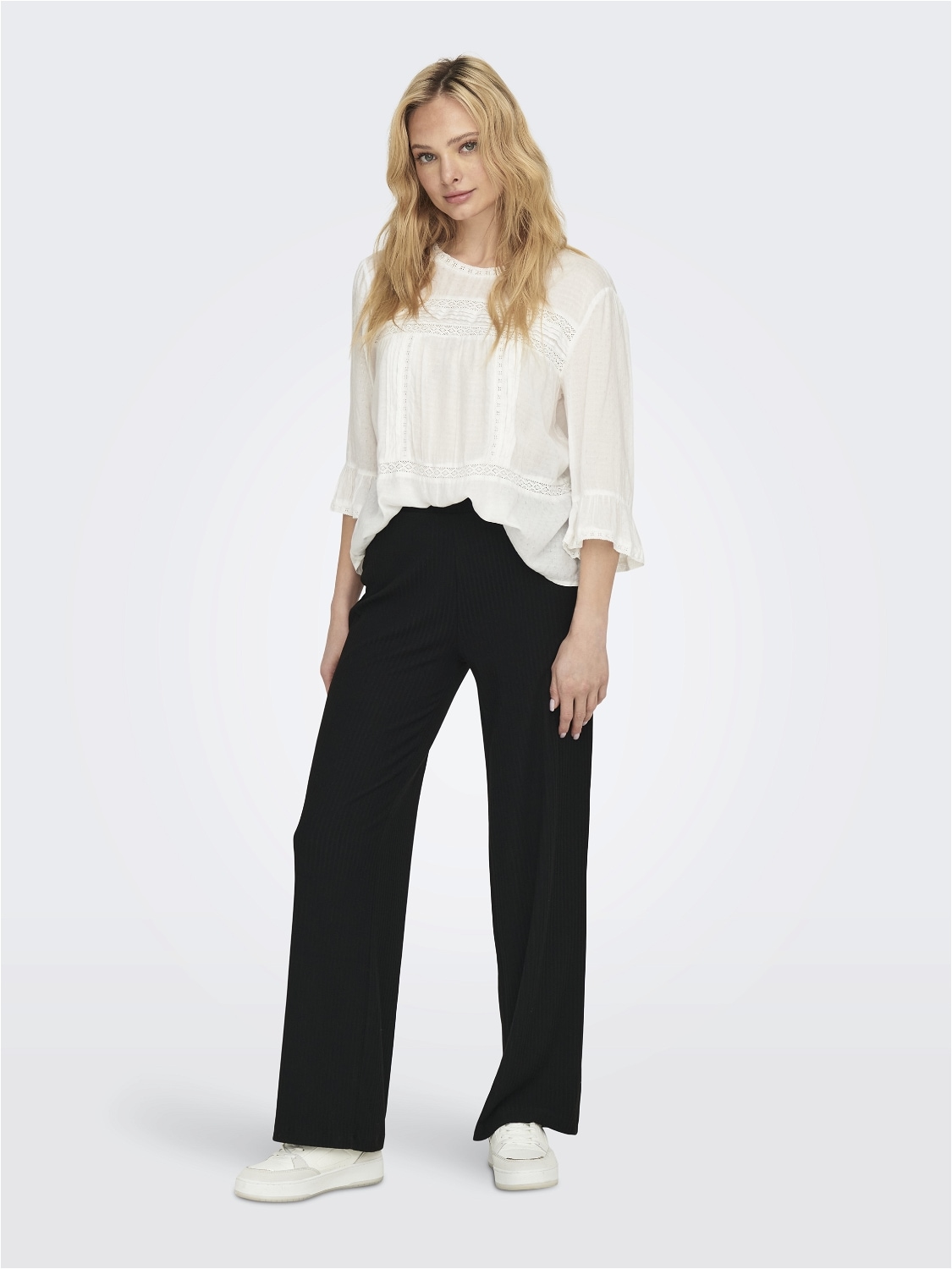 ONLY Jerseyhose »ONLEMMA – Weite Hose mit Gummizug und softer Ripp-Qualität«  weiter Schnitt, elastischer Bund, modisch, unifarben, Jersey