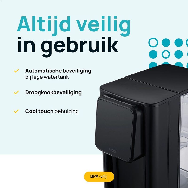 MOA - HWD30B - Heetwaterdispenser - Zwart - 3 Liter - Temperatuurregeling 45-100°C