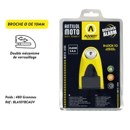 Antivol Auvray BLOQUE DISQUE B lock 10 noir/jaune SRA Universel