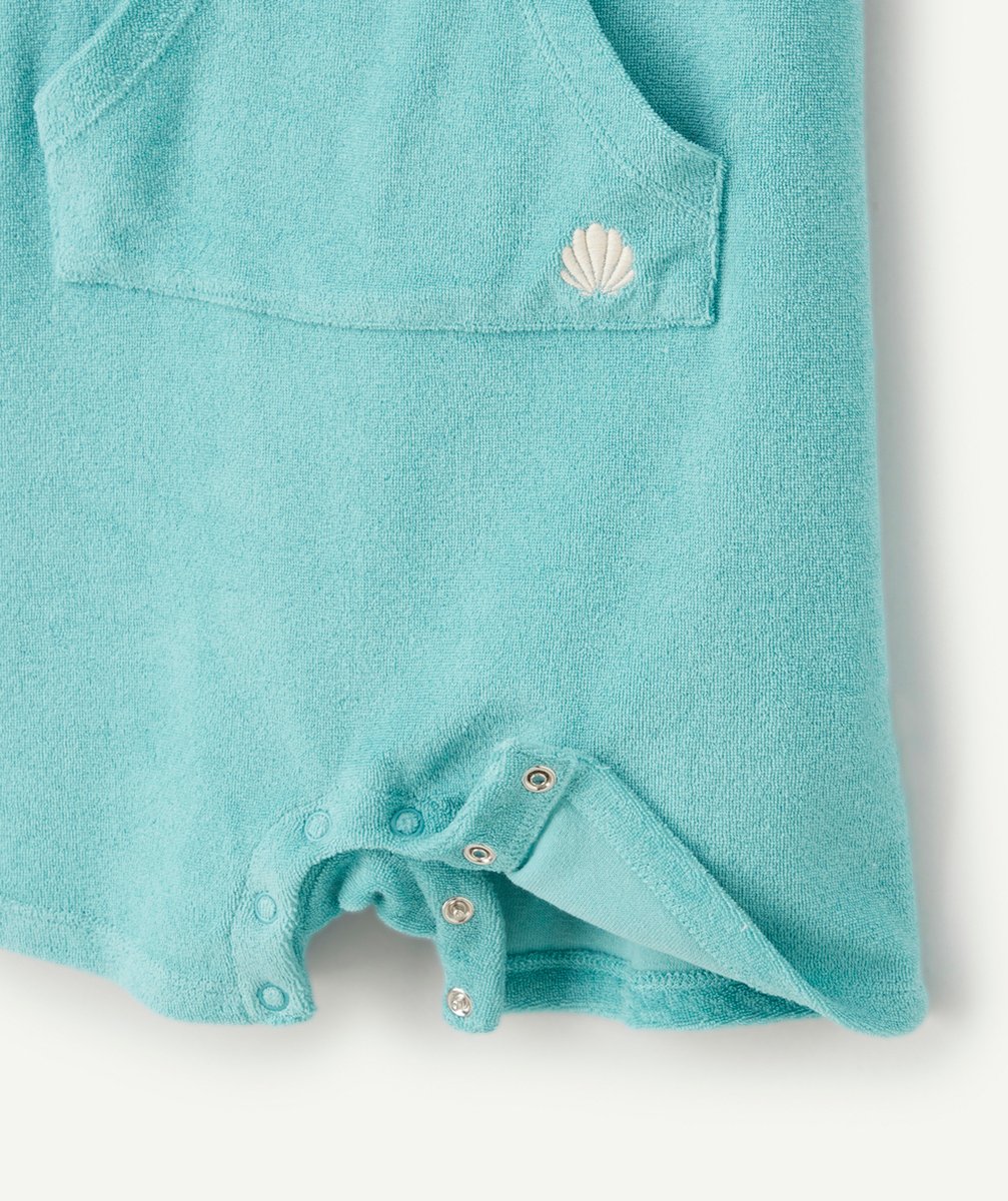 SALOPETTE BÉBÉ GARÇON EN FIBRES RECYCLÉES MATIÈRE ÉPONGE TURQUOISE
