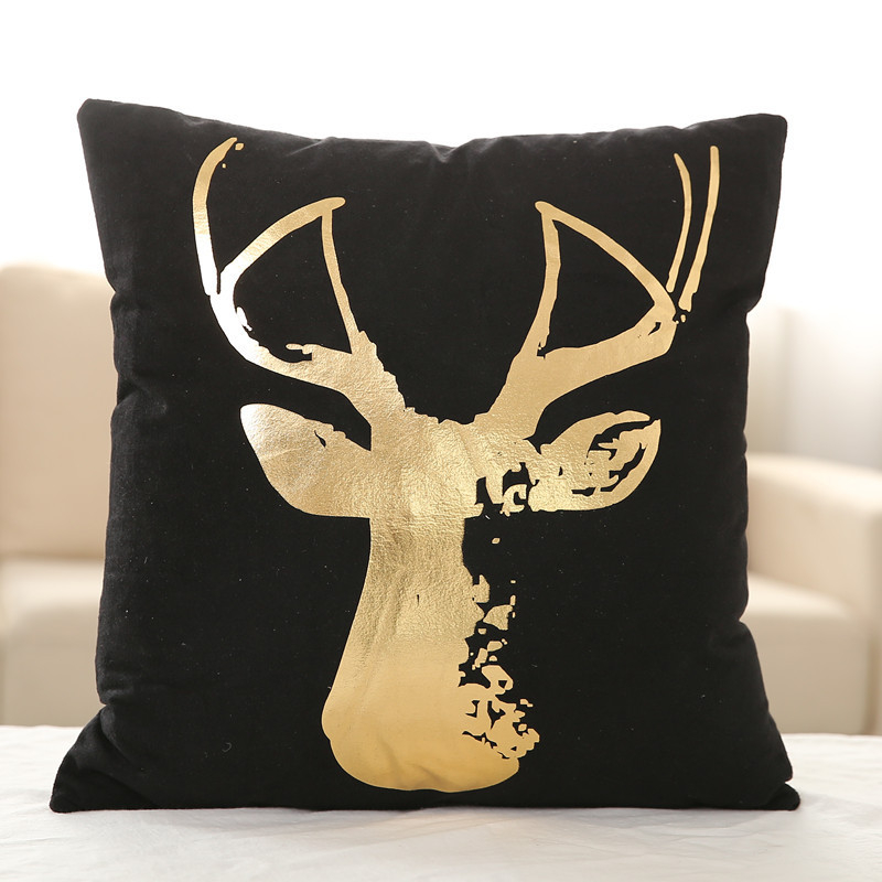 (2er Set) 45x45cm Samt Kissen Bezug Home Deko Kissenhülle - Hirsch