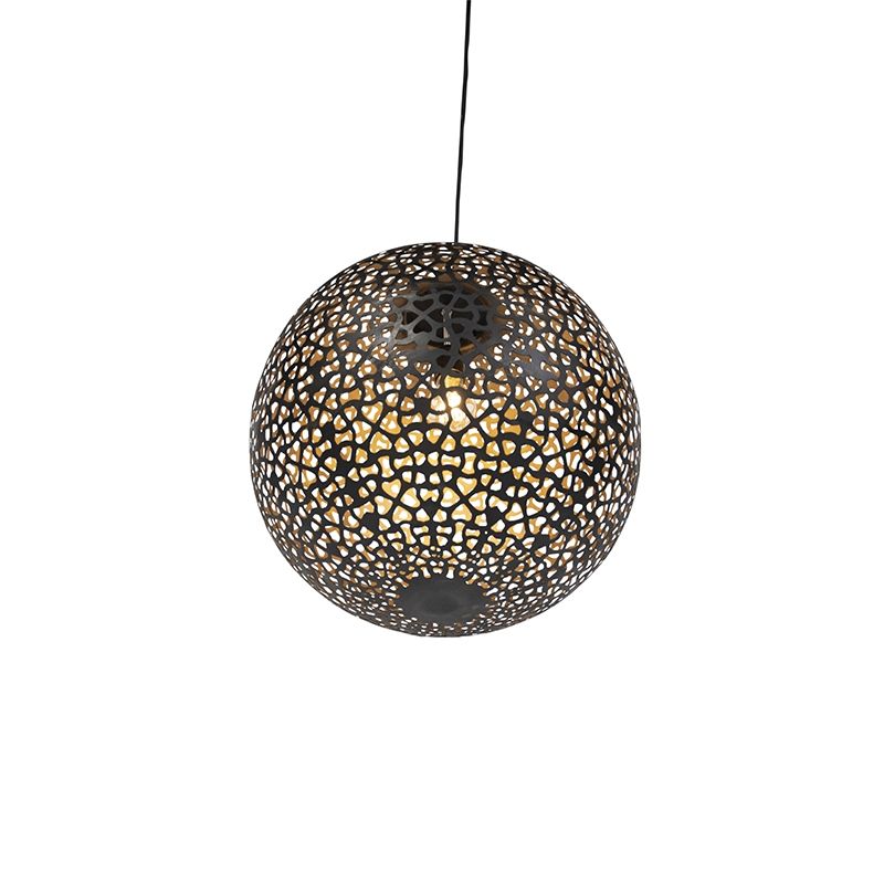 Oosterse hanglamp zwart met goud 45 cm - Radiante