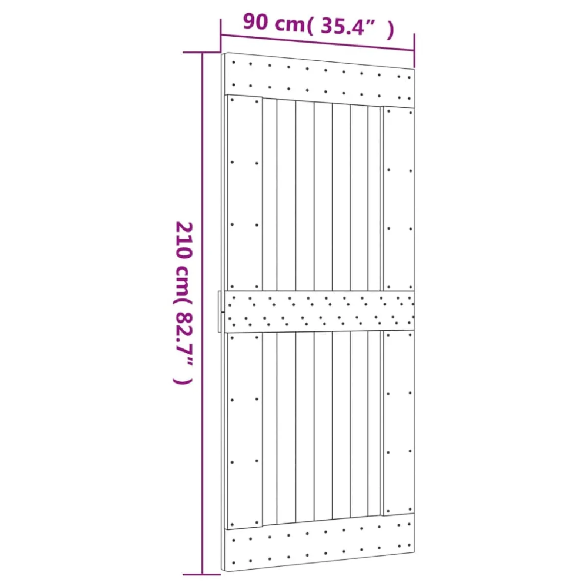 vidaXL Porte coulissante pin massif 90x210 cm