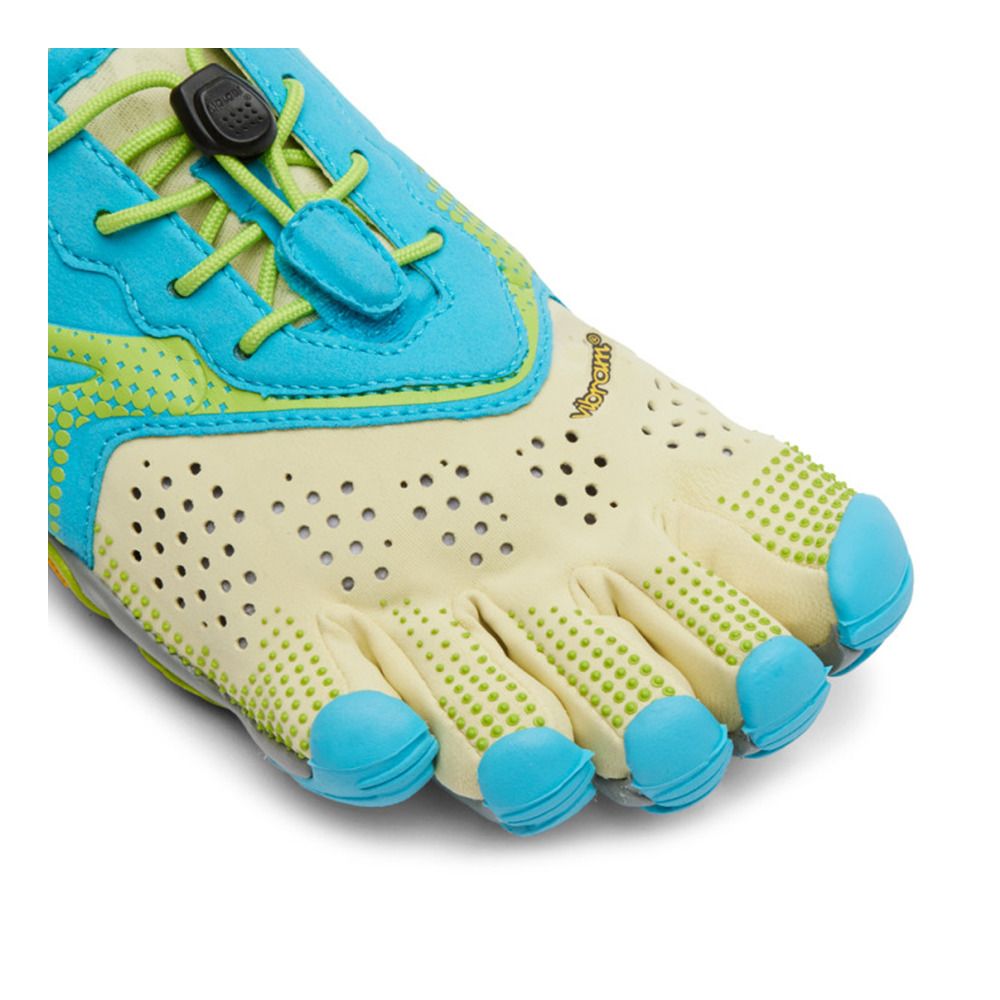Five Fingers V-RUN - Chaussures running Femme vert citron/bleu