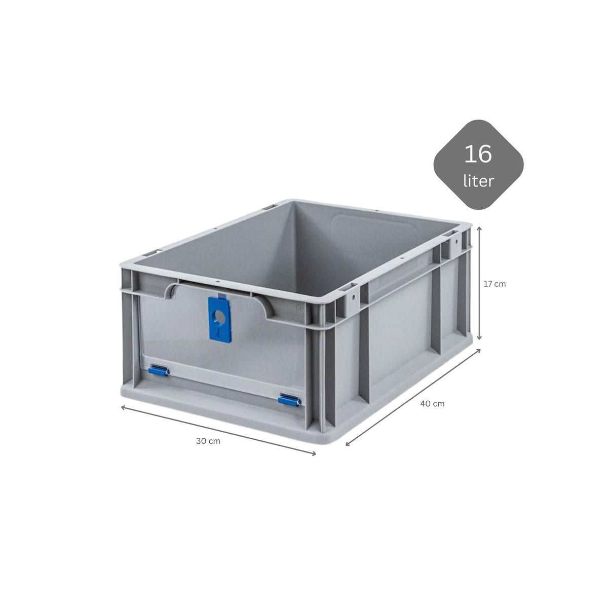 PROREGAL Eurobox NextGen Insight Deksel HxBxD 17 x 30 x 40 16 Liter Lage/Blauwe Euro Container Transportbox
