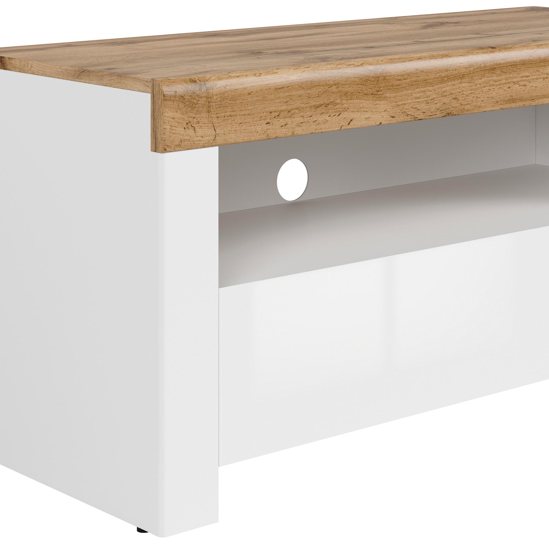 Lowboard - weiß Hochglanz-Wotan Eiche - 106 cm breit