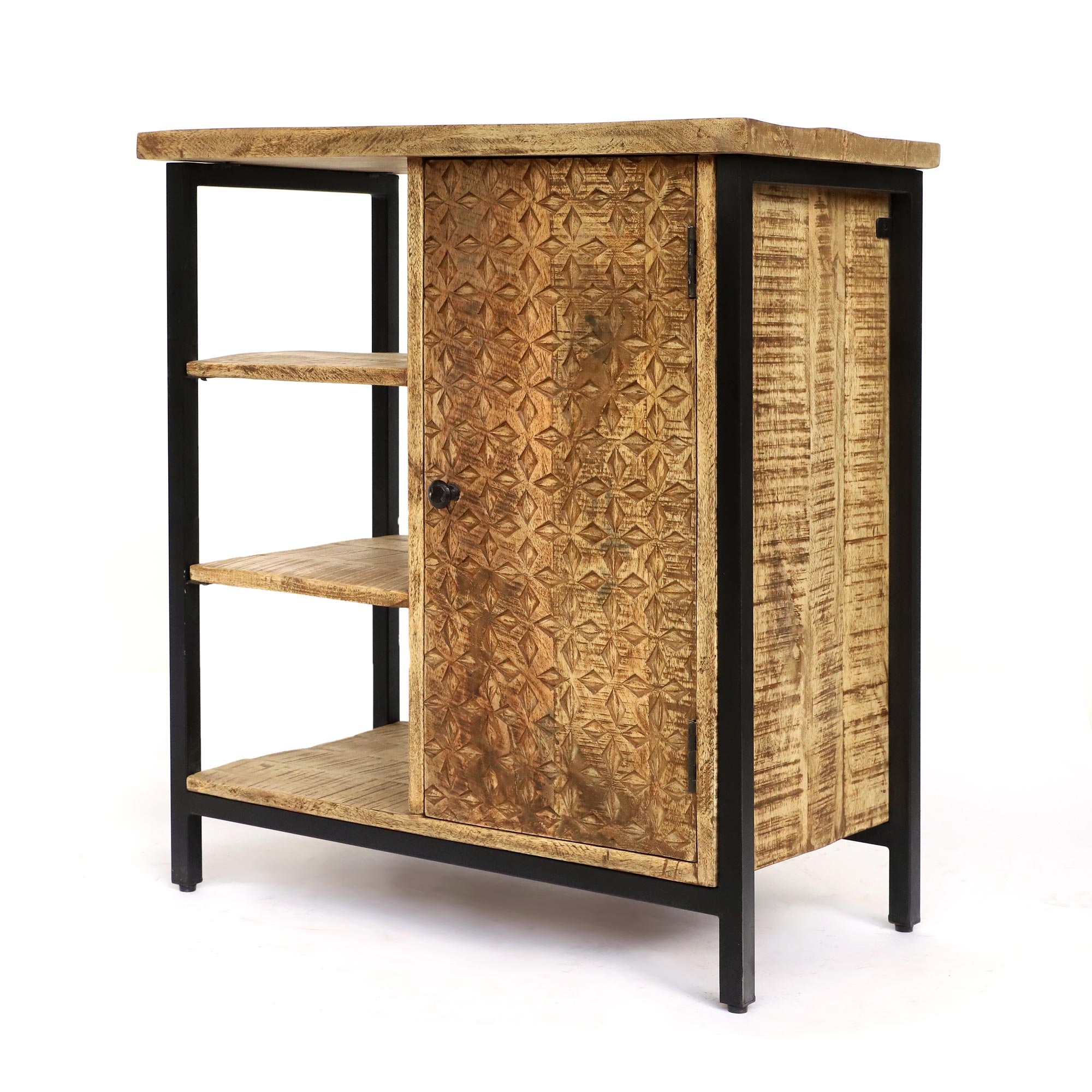 Schrank mit Regal 'Trudot', Massivholz und Eisen, B 75 cm, H 80 cm, L 40 cm von fischer's lagerhaus