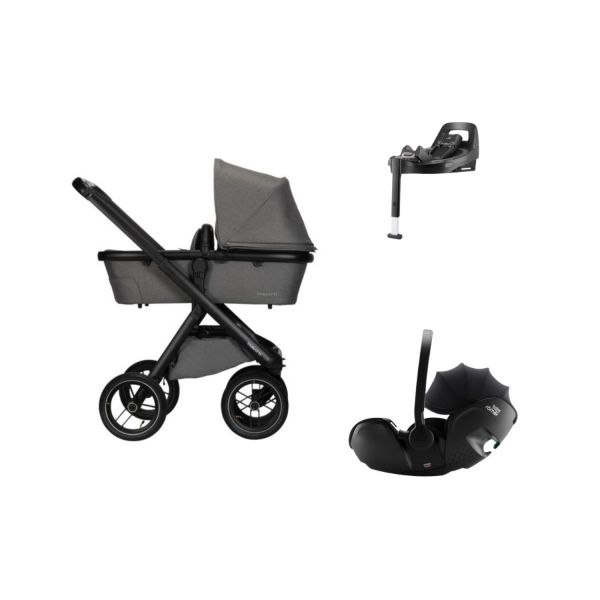 Dubatti One E5 Kinderwagen 4-in-1 - Black / Black - Sand | Britax Römer Baby-Safe Pro Autostoeltje | Britax Römer Vario Base 5Z