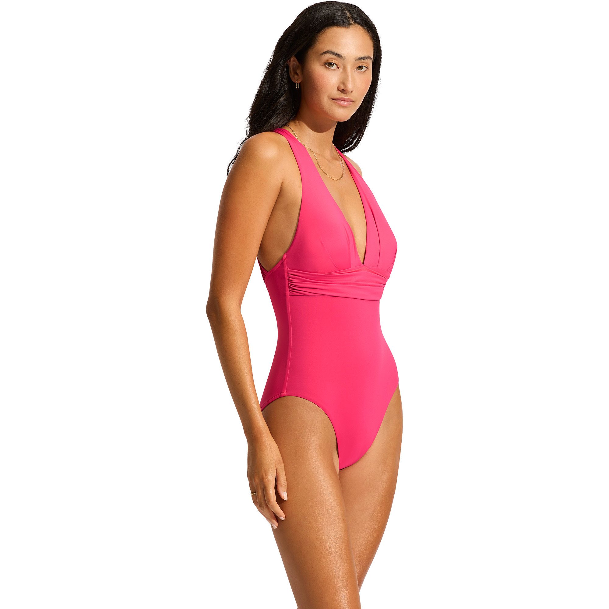 Seafolly S.Collective Cross Back Badeanzug Damen raspberry