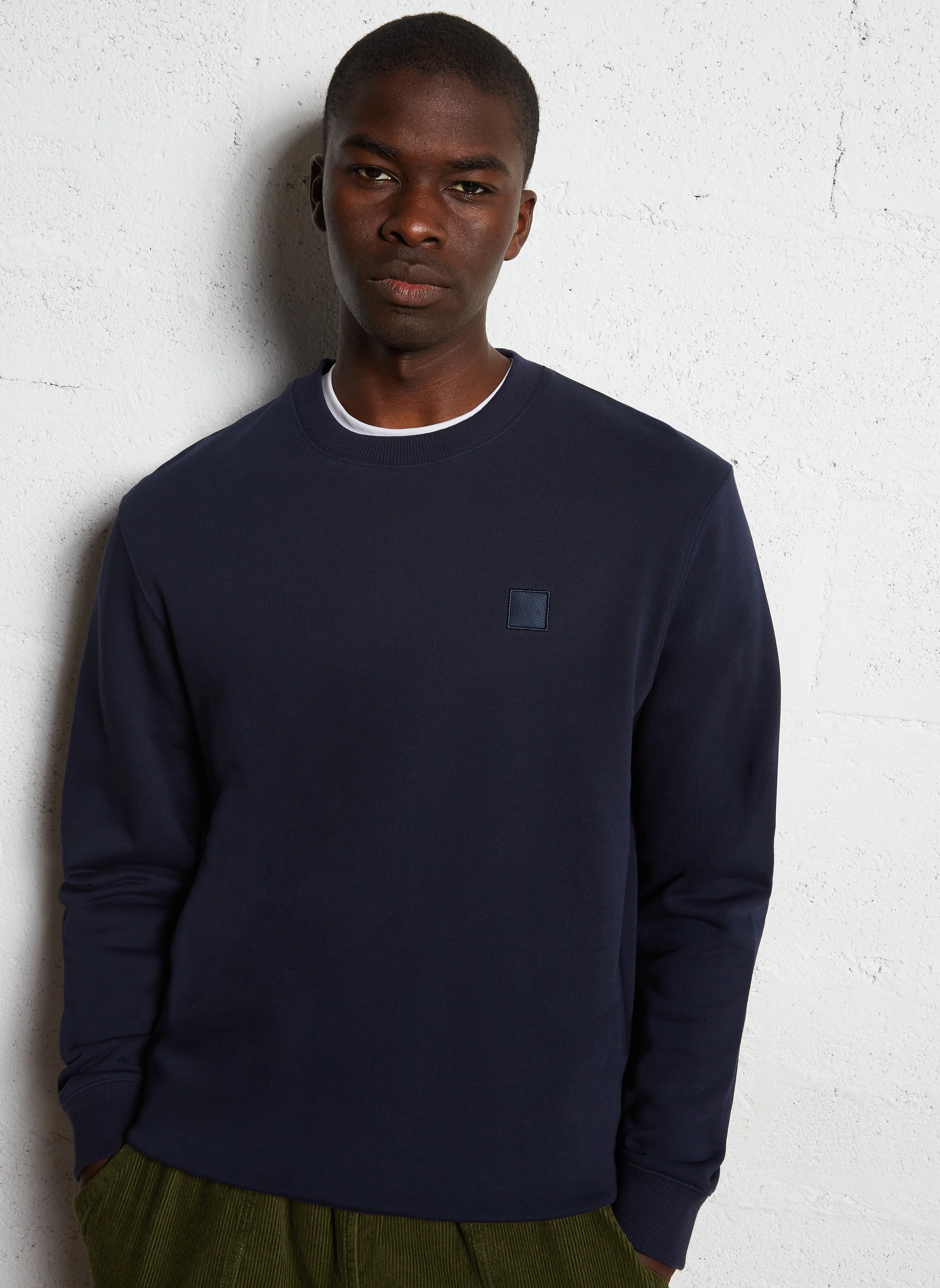 Sweat ample col rond en coton | Bleu