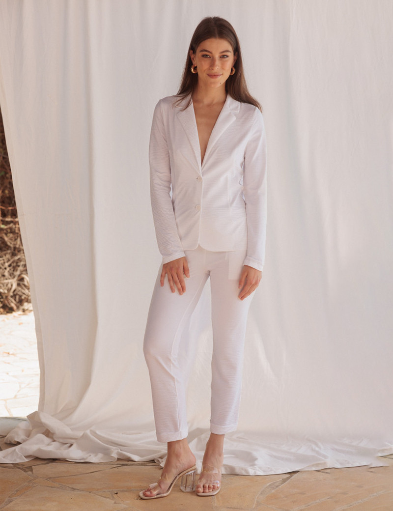 HBT WAFFLE | CHELSEA PANTALON BLANC