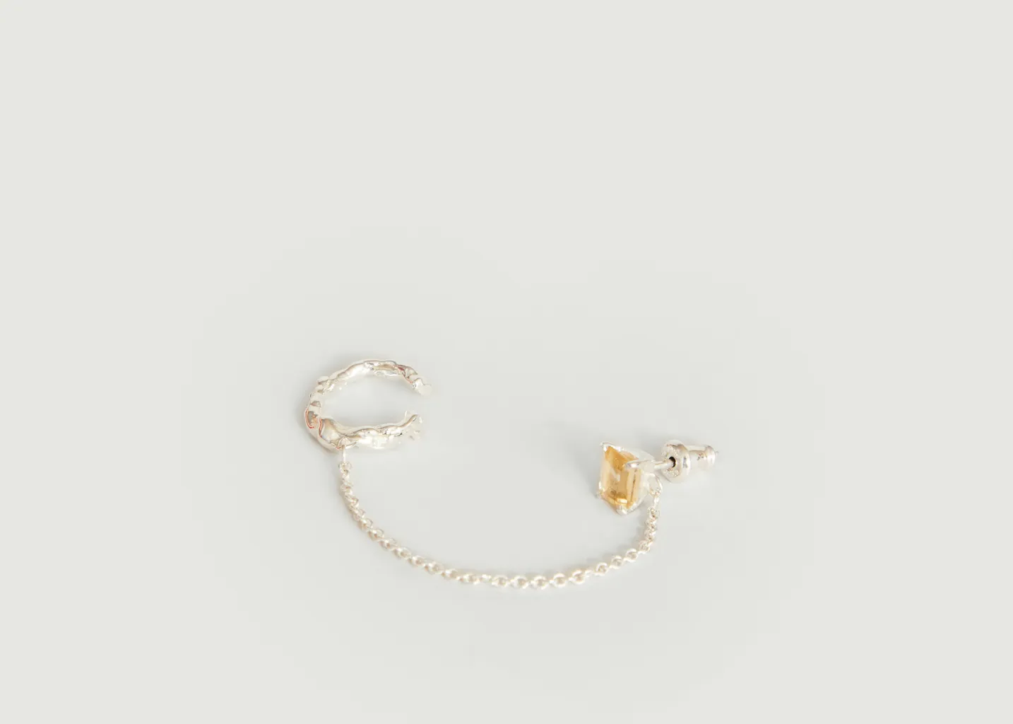 Boucle d'oreille puce avec earcuff unitaire Roca Gem Citrine FARIS