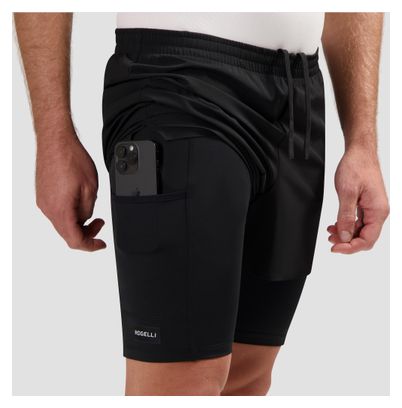 Short 2-en-1 De Running Rogelli Distance Noir Homme
