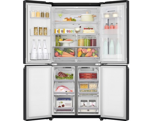 LG GMQ844MCKV Side-by-Side koelkast (B x H x D): 83,5 x 178,7 x 73,4 cm, Koelvak: 321 l, Vriesvak: 209 l, 393 kWh/jaar, Matzwart staal