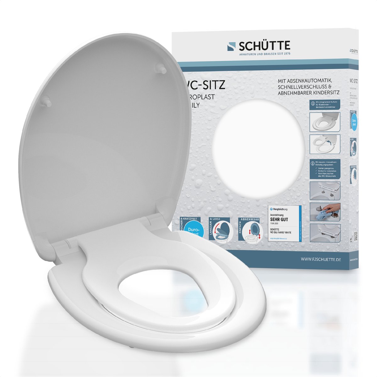 Schutte Isabeau dubbele toiletzitting met softclose en quick release wit glans