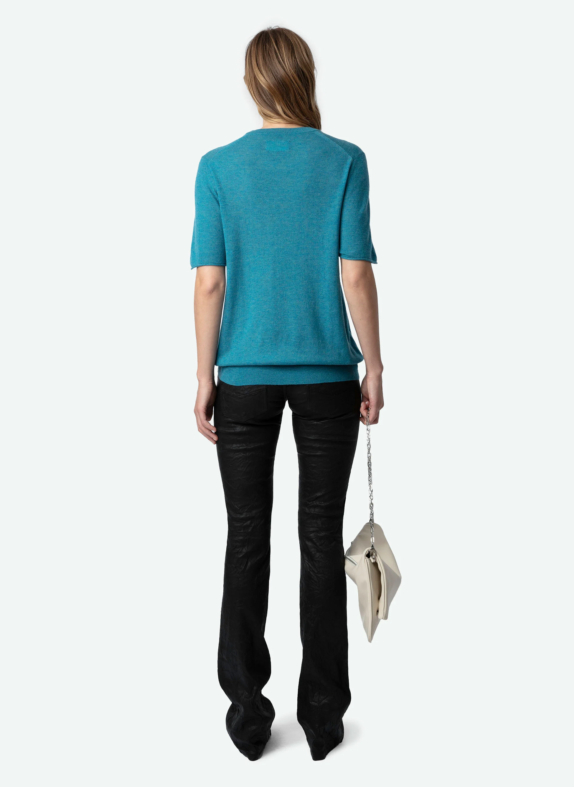 IDA - Pull col rond jacquard en cachemire| Bleu