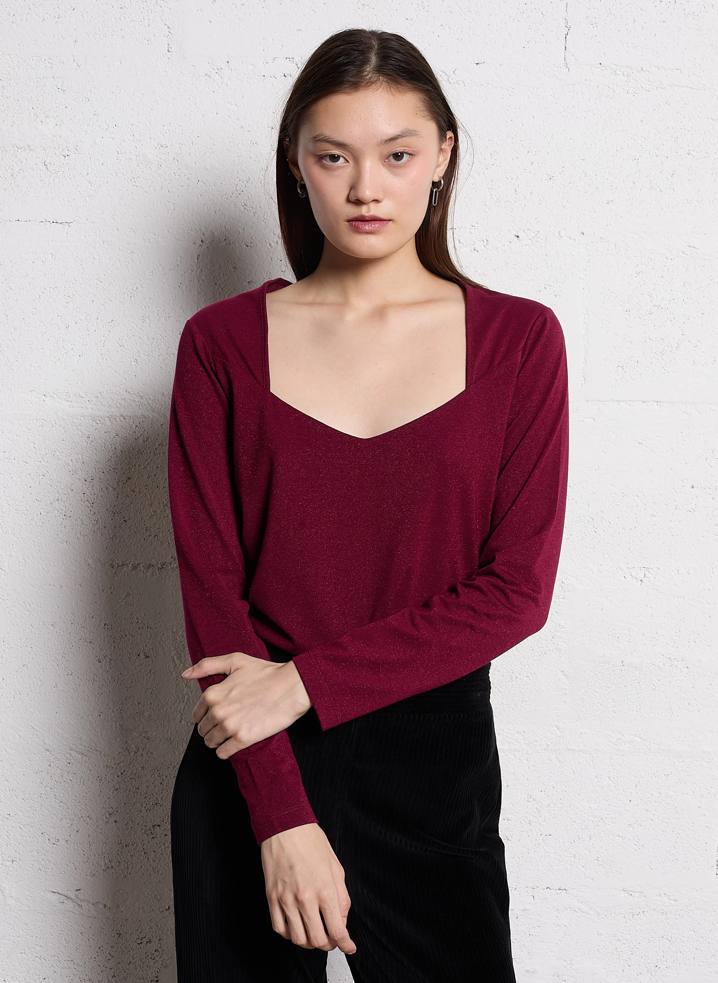 MAJOR - Tee-shirt col cœur| Rouge