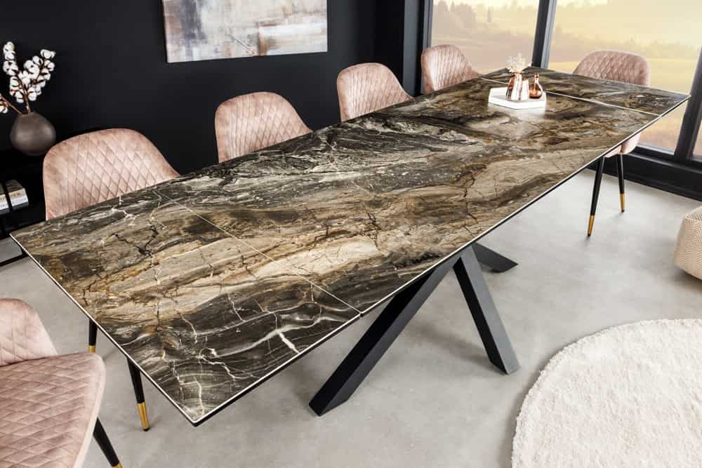 Ausziehbarer Esstisch MARVELOUS 180-220-260cm taupe Marmor Keramik made in Italy